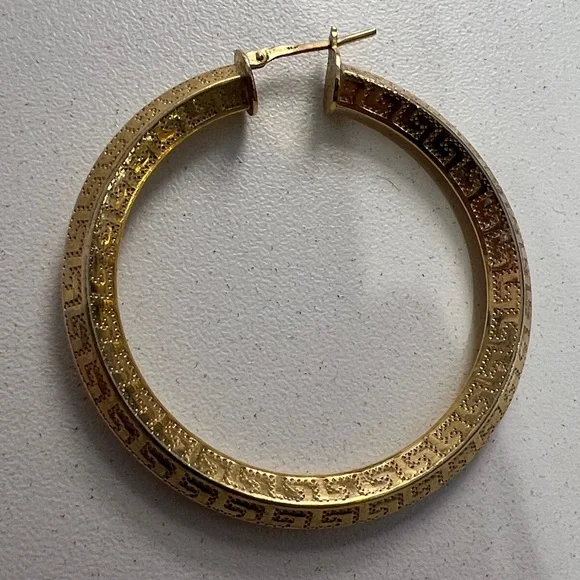 JTV MODA AL MASSIMO(R) 18K YELLOW
GOLD OVER BRONZE GREEK KEY
TUBE HOOP EARRINGS - Picture 5 of 5